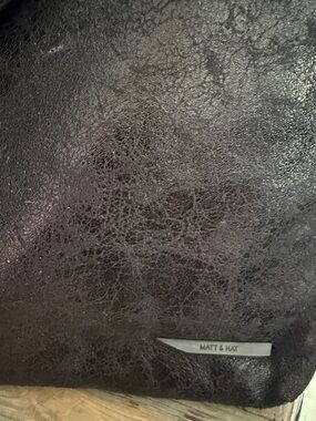 Matt & Nat Black Textured Vegan Leather Tote with Logo Plaque